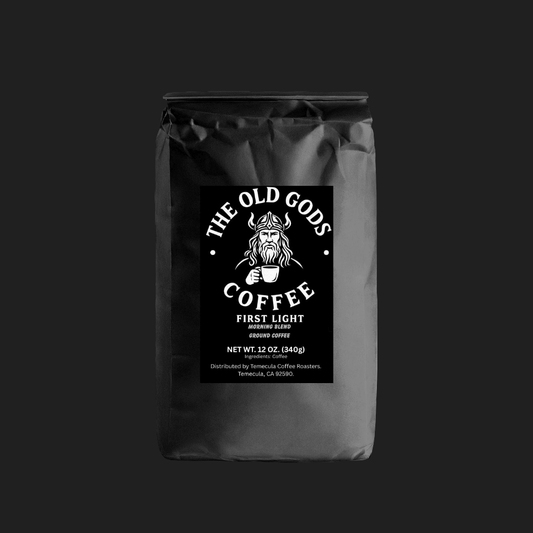 First Light coffee bag by The Old Gods Coffee, medium roast breakfast blend.