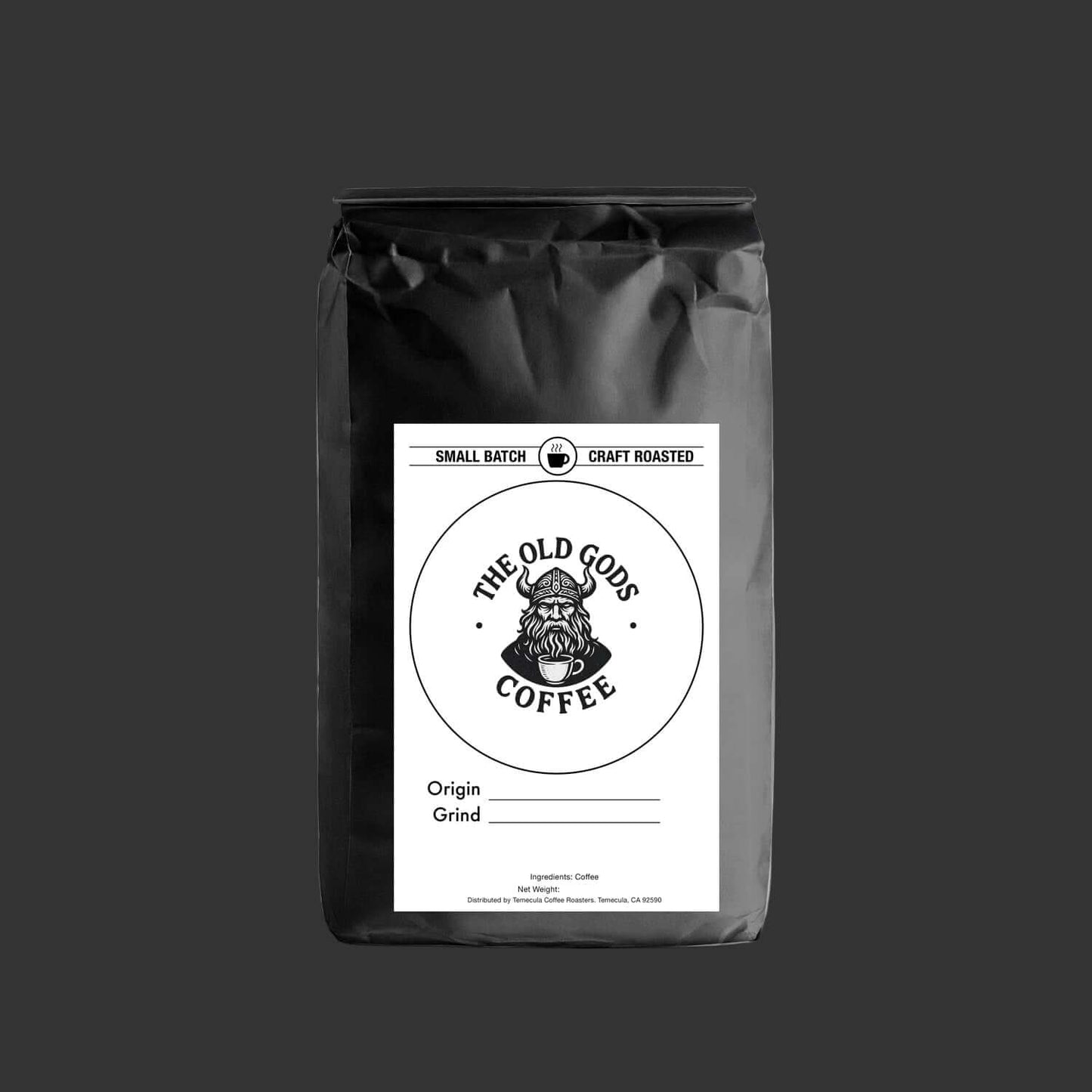 Bali coffee pods in a stylish black bag with a logo and details of origin and grind.